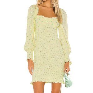 Faithfull The Brand Floral Print Mini Dress In Yellow US8/L